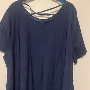 4X navy blue dress, short sleeve by James Orinda